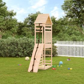 Playhouse with Climbing Wall Solid Wood Pine