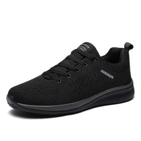 Outdoor Fitness Running Walking Trainers Men Casual Lightweight Lace-up Tenis Walking Sneakers Comfortable Breathable SportShoes (Color: black, size: 44)