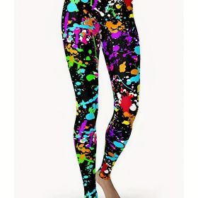 Throwing Print Butt-Lifting Sexy Yoga Pants, High Waist Slim Fit Mid-Stretch Fitness Workout Pants, Women's Activewear (Color: Sky Blue, size: XL(12))