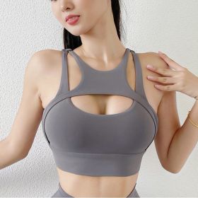 New Sexy Women's Sports Bra Top Women Tight Elastic Gym Sport Yoga Bras Bralette Crop Top Chest Pad Removable 13 Colors (Color: Titanium Gray, size: M)