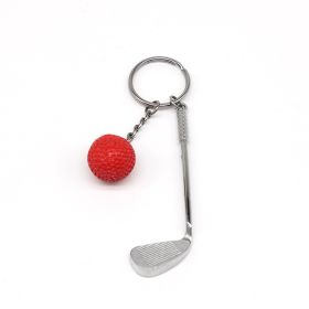 1PCS Golf Key Chain Pendant Schoolbag Backpack Pendant Small Gift Golf Creative European And American Metal Pendant Crafts (Color: Red)