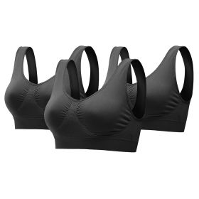 3 Pack Sport Bras For Women Seamless Wire free Bra Light Support Tank Tops For Fitness Workout Sports Yoga Sleep Wearing (Color: BK_BK_BK, size: XL)