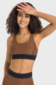 Contrast Sports Bra (Color: Chocolate, size: 8)