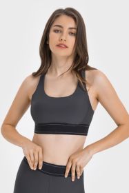 Contrast Sports Bra (Color: Gray, size: 12)